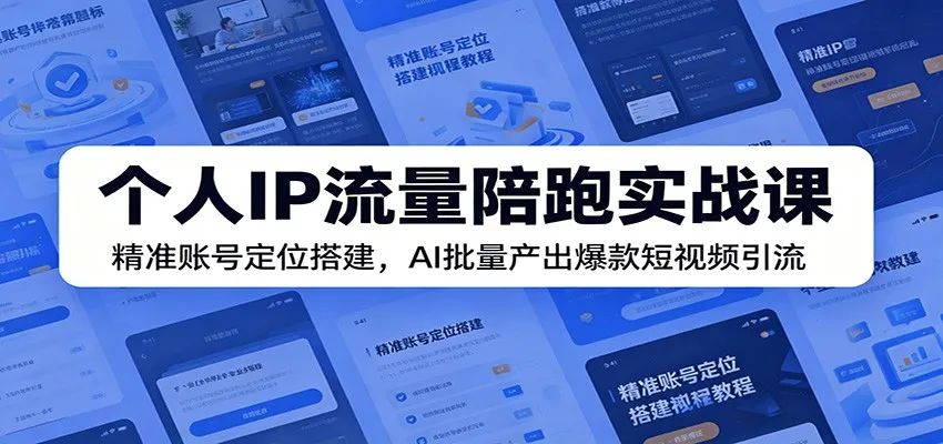 个人IP流量陪跑实战课：精准账号定位搭建，AI批量产出爆款短视频引流-来缘阁