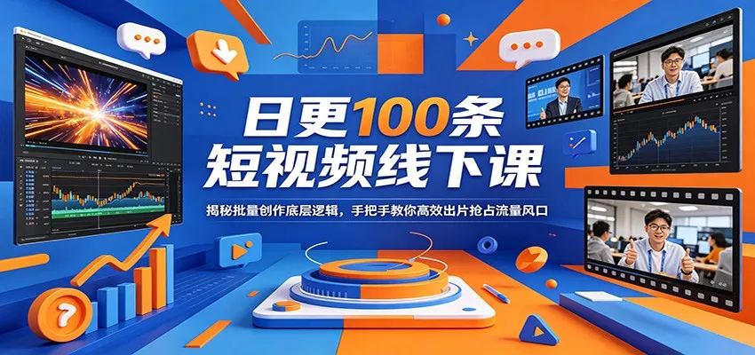 日更100条短视频线下课：揭秘批量创作底层逻辑，手把手教你高效出片抢占流量风口-来缘阁