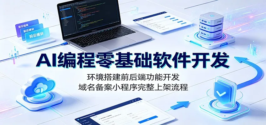 AI编程零基础软件开发：环境搭建前后端功能开发，域名备案小程序完整上架流程-来缘阁