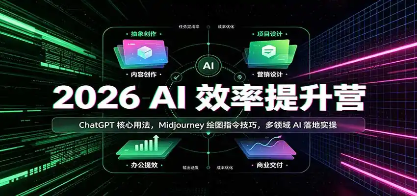 2026 AI效率提升营：ChatGPT核心用法，Midjourney绘图指令技巧，多领域AI落地实操-来缘阁