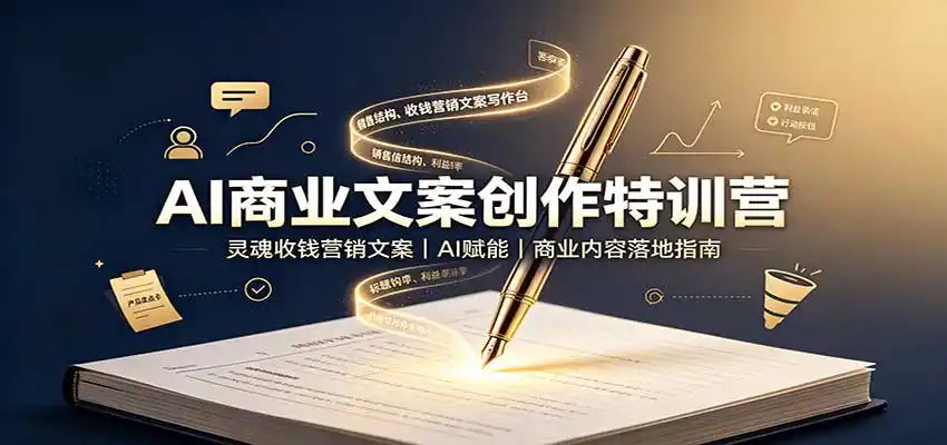 AI商业文案创作特训营:灵魂收钱营销文案,AI赋能,商业内容落地指南-来缘阁