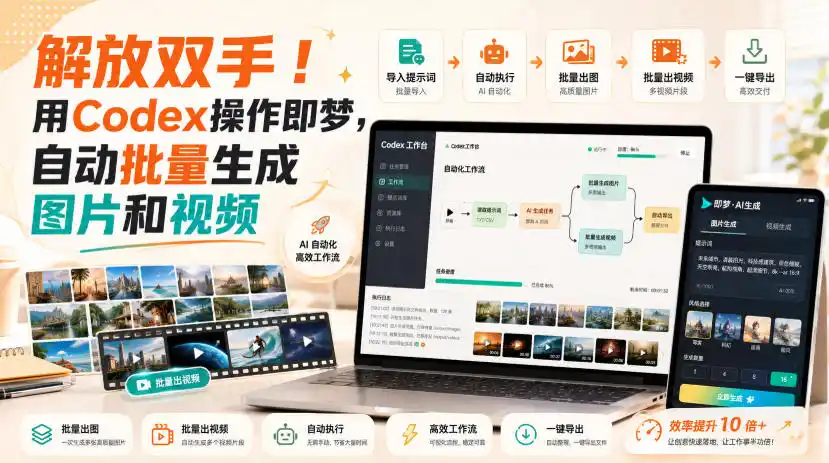 解放双手！用Codex操作即梦，自动批量生成图片和视频-来缘阁