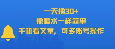 一天撸30+，像喝水一样简单，手机看文章，可多账号操作-来缘阁