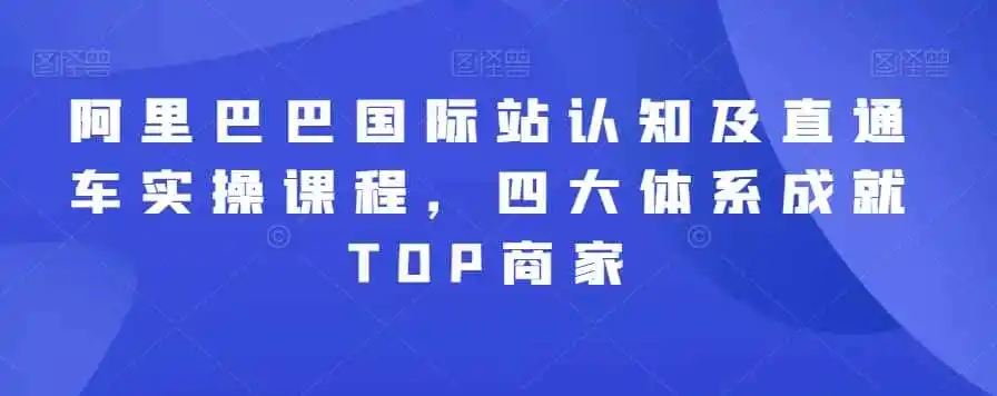 阿里巴巴国际站认知及直通车实操课程，四大体系成就TOP商家-来缘阁