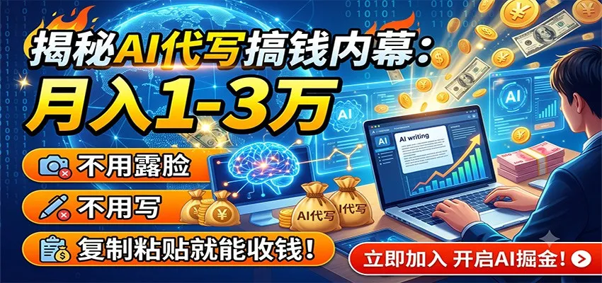 揭秘AI代写搞钱内幕:月入1-3万,不用露脸不用写,复制粘贴就能收钱!-来缘阁 揭秘AI代写搞钱内幕:月入1-3万,不用露脸不用写,复制粘贴就能收钱!-来缘阁