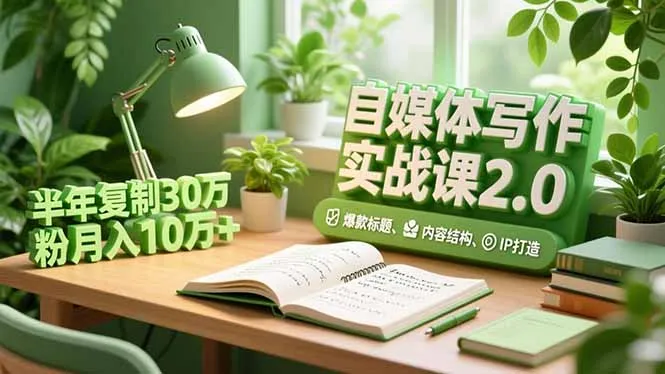 自媒体写作实战课2.0，爆款标题、内容结构、IP打造，半年复制30万粉月入10万+-来缘阁