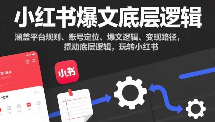 小红书爆文底层逻辑，涵盖平台规则、账号定位、爆文逻辑、变现路径，撬动底层逻辑，玩转小红书-来缘阁