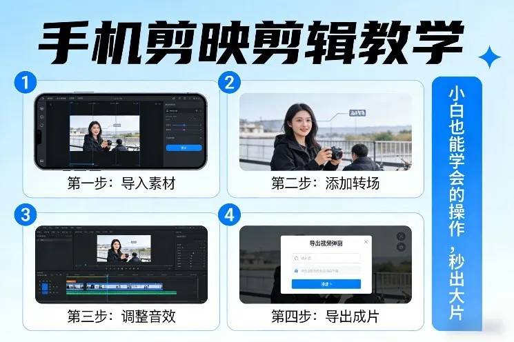 手机剪映剪辑教学,小白也能学会的操作,秒出大片-来缘阁