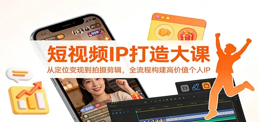 短视频IP打造大课：从定位变现到拍摄剪辑，全流程构建高价值个人IP-来缘阁