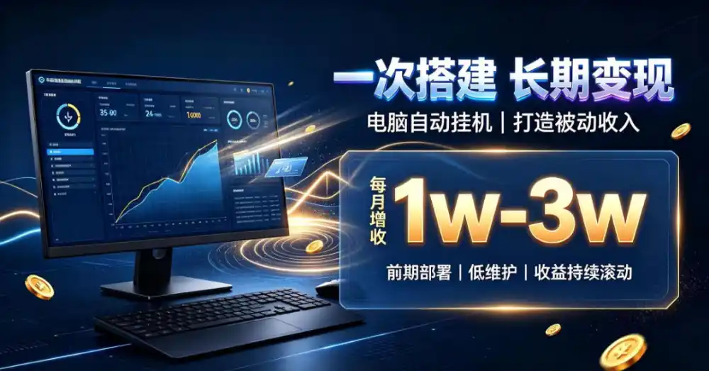 一份投入长期收益,电脑自动挂G类目,搭建被动收入每月增收1w-3w【揭秘】