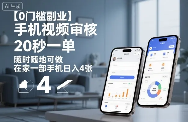 【0门槛副业】手机视频审核，20秒一单，随时随地可做，在家一部手机日入4张【揭秘】-来缘阁