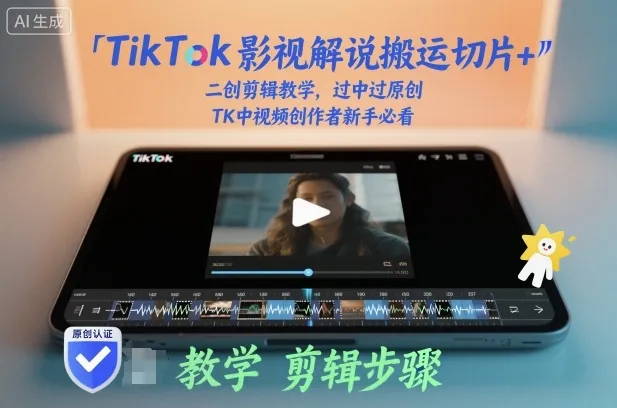 TikTok影视解说搬运切片+二创剪辑教学，过中过原创，TK中视频创作者新手必看-来缘阁