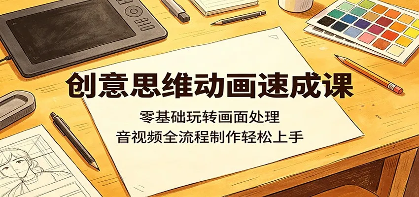 创意思维动画速成课：零基础玩转画面处理，音视频全流程制作轻松上手-来缘阁