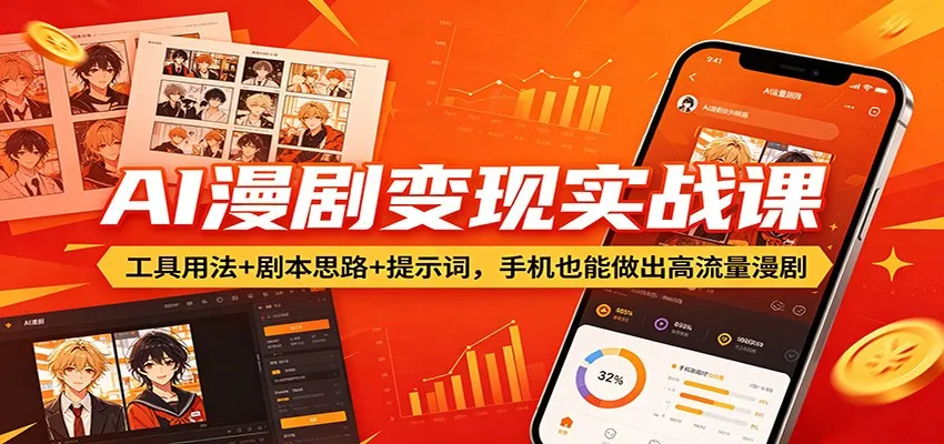 AI漫剧变现实战课：工具用法+剧本思路+提示词，手机也能做出高流量漫剧-来缘阁
