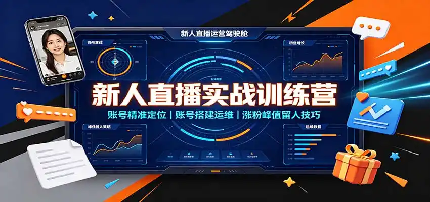 新人直播实战训练营:账号精准定位,账号搭建运维,涨粉峰值留人技巧-来缘阁