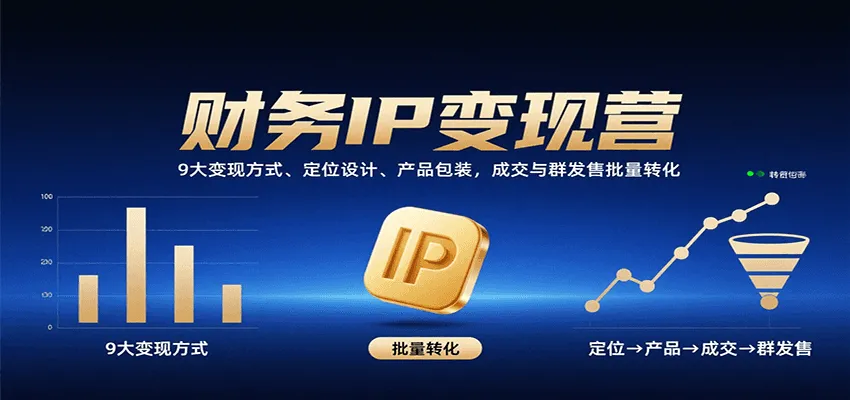 财务IP变现营：9大变现方式、定位设计、产品包装，成交与群发售批量转化-来缘阁