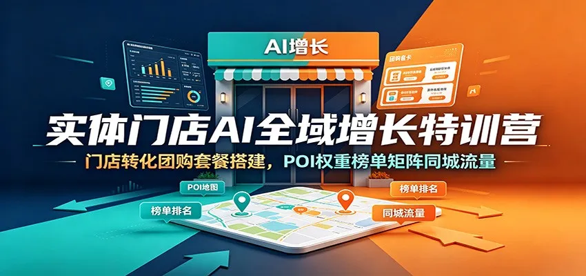 实体门店AI全域增长特训营：门店转化团购套餐搭建，POI权重榜单矩阵同城流量-来缘阁