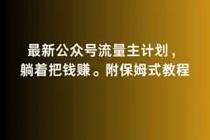 2月最新公众号流量主计划，躺着把钱赚，附保姆式教程【揭秘】-来缘阁