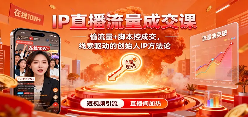 IP直播流量成交课：偷流量+脚本控成交，线索驱动的创始人IP方法论-来缘阁