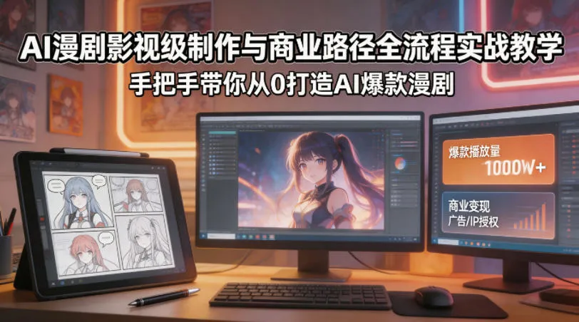AI漫剧影视级制作与商业路径全流程实战教学，手带你从0打造AI爆款漫剧-来缘阁