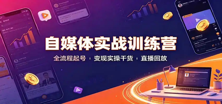 自媒体实战训练营：全流程起号变现实操干货直播回放-来缘阁