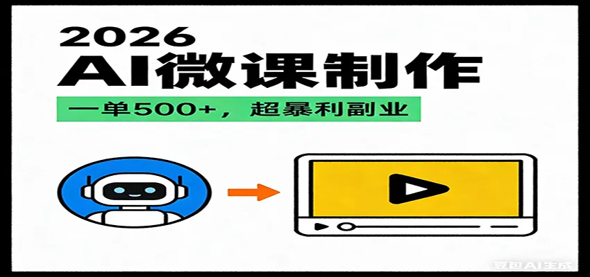2026AI 风口最稳副业:微课代写制作,一单 500+,人人可做的蓝海项目-来缘阁