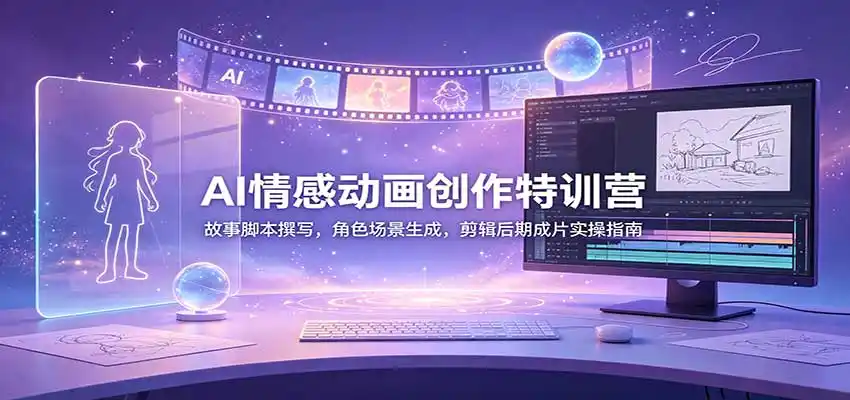 AI情感动画创作特训营：故事脚本撰写，角色场景生成，剪辑后期成片实操指南-来缘阁