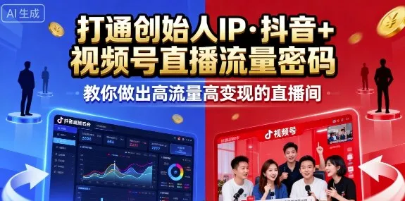 25年直播9-10两期线下课，打通创始人IP，抖音+视频号直播流量密码，教你做出高流量高变现的直播间-来缘阁