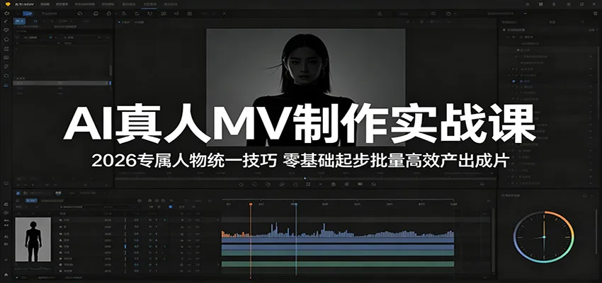 AI真人MV制作实战课:2026专属人物统一技巧,零基础起步批量高效产出成片-来缘阁