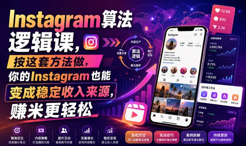 Instagram算法逻辑课，按这套方法做，你的Instagram也能变成稳定收入来源，賺米更轻松【原创双语字幕】-来缘阁