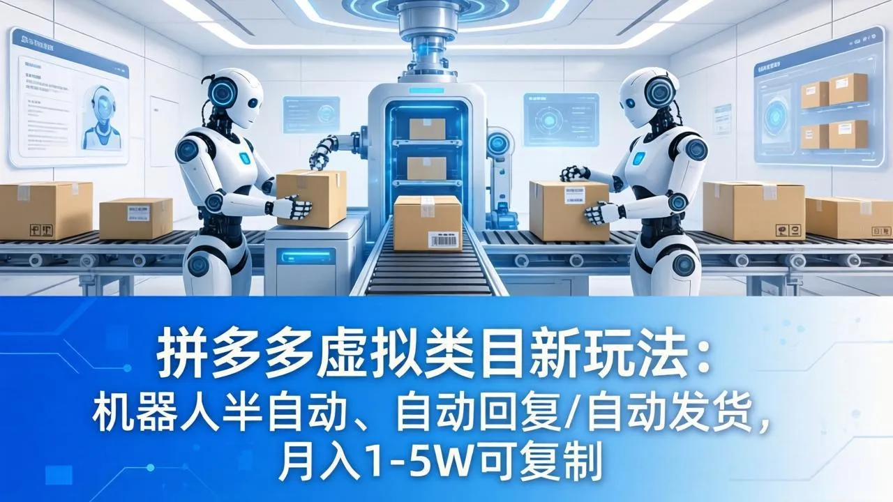拼多多虚拟类目新玩法：机器人半自动、自动回复 /自动发货，月入 1-5W 可复制-来缘阁