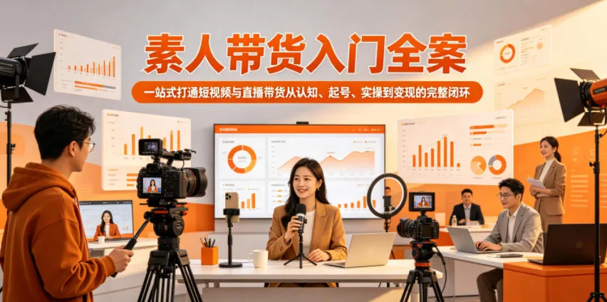 素人带货入门全案，一站式打通短视频与直播带货从认知、起号、实操到变现的完整闭环-来缘阁