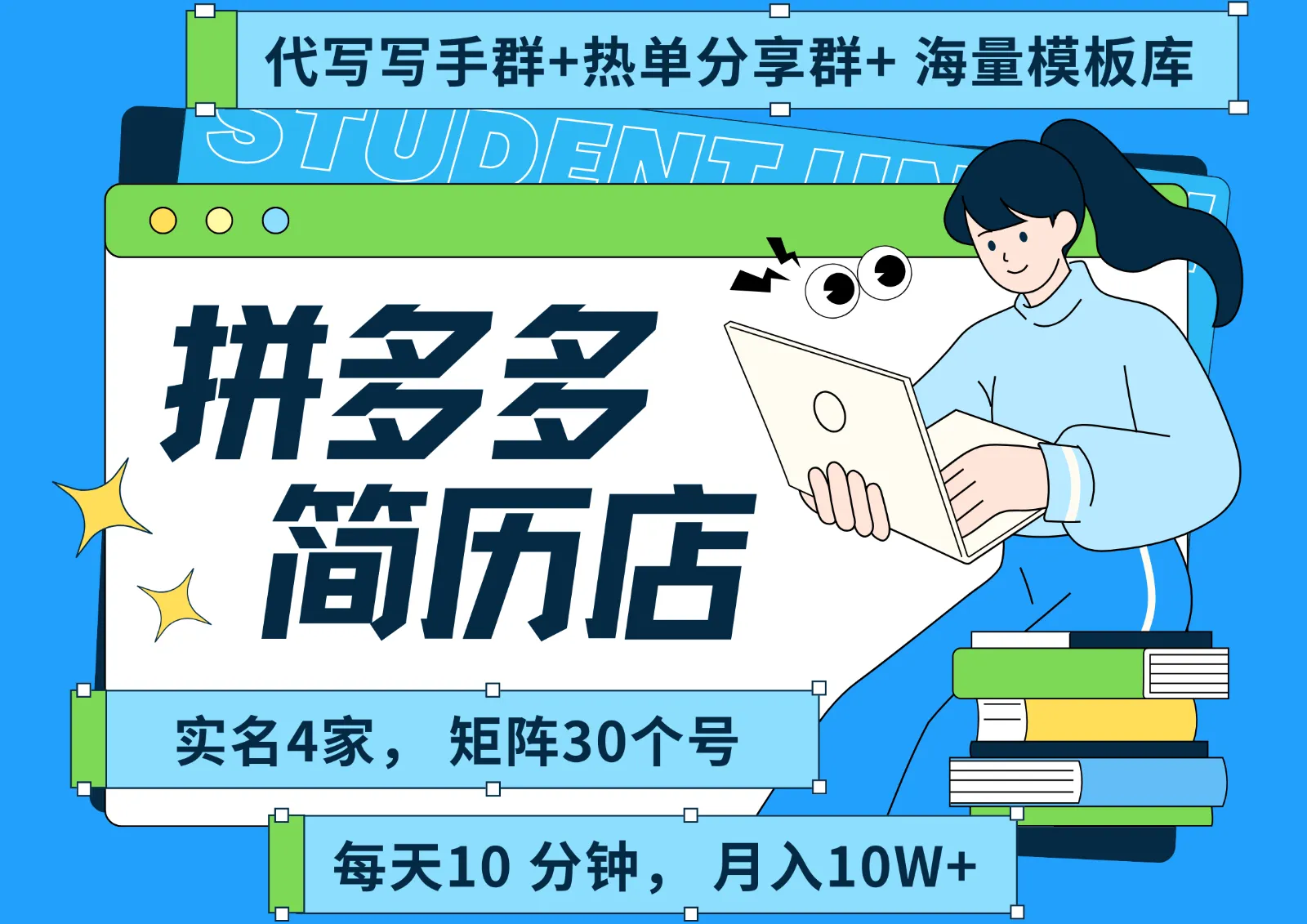 拼多多电商 拼多多 虚拟资料 简历 海报代写 全SOP流程 毫无保留分享(含后端资料)-来缘阁