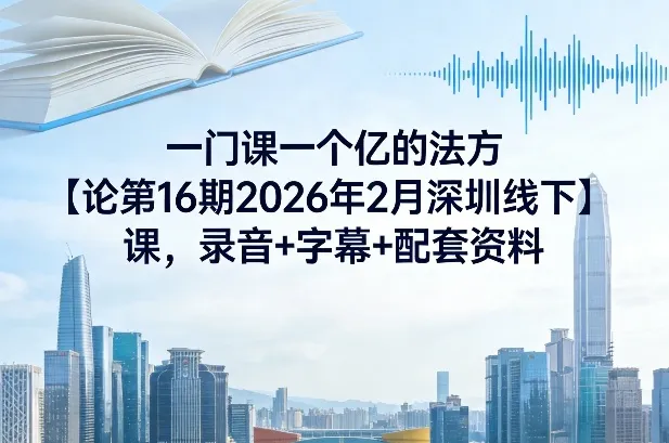 一门课一个亿的法方‬论第16期2026年2月深圳线下课，录音+字幕+配套资料-来缘阁