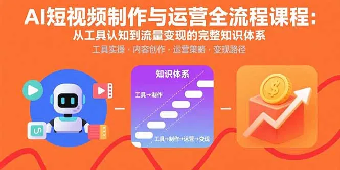 AI短视频制作与运营全流程课程：从工具认知到流量变现的完整知识体系-来缘阁