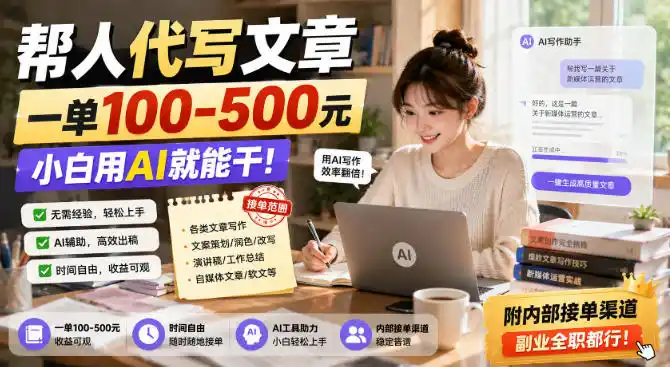 帮人代写文章，一单100-500，小白用AI就能干，附内部接单渠道，副业全职都行【揭秘】-来缘阁