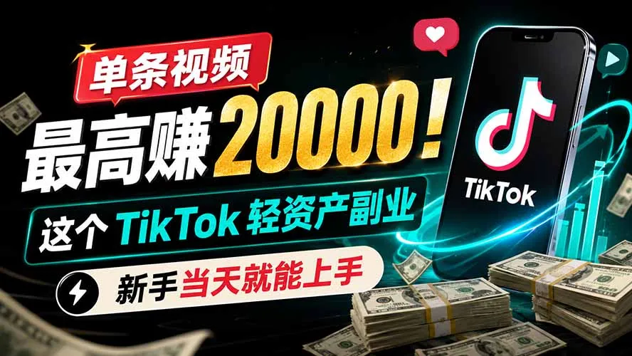 单条视频最高赚 20000!这个 TikTok 轻资产副业,新手当天就能上手-来缘阁