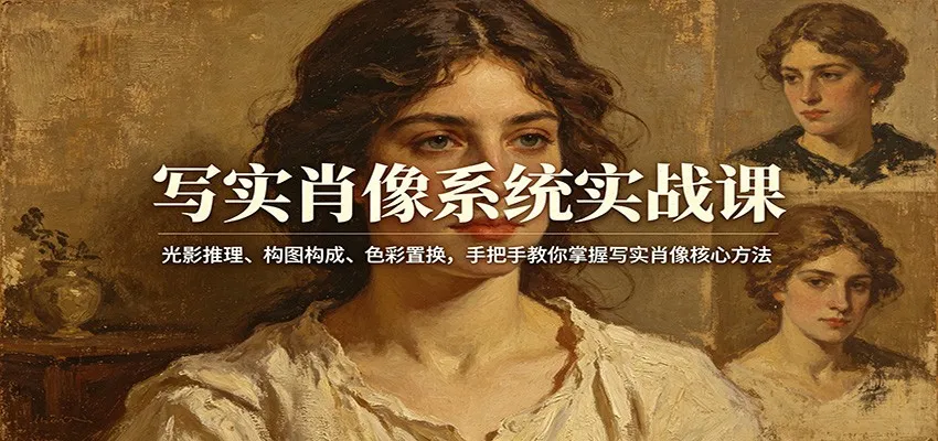 写实肖像系统实战课：光影推理、构图构成、色彩置换，手把手教你掌握写实肖像核心方法-来缘阁