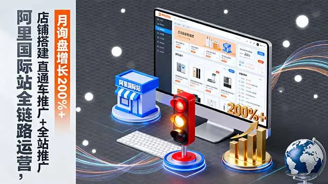 阿里国际站全链路运营，店铺搭建+直通车推广+全站推广，月询盘增长200%+-来缘阁