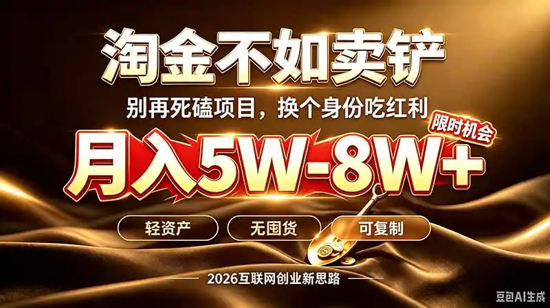 别再傻乎乎埋头跑项目！互联网真正赚钱逻辑：做卖铲人，拒绝当韭菜，逆风翻盘月入5-8W+-来缘阁