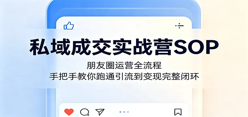 私域成交实战营SOP:朋友圈运营全流程,手把手教你跑通引流到变现完整闭环-来缘阁