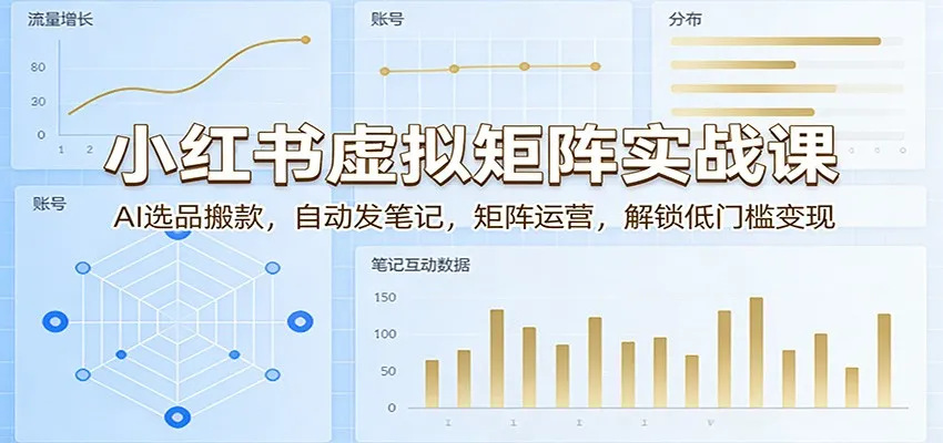 小红书虚拟矩阵实战课：AI选品搬款，自动发笔记，矩阵运营，解锁低门槛变现-来缘阁