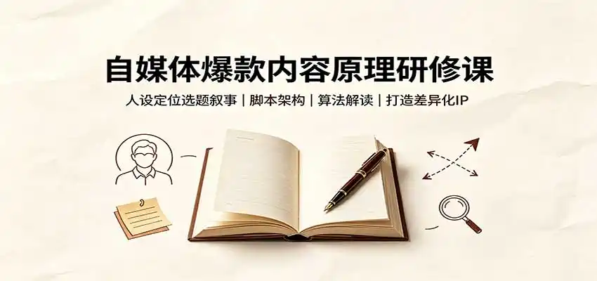 自媒体爆款内容原理研修课:人设定位选题叙事,脚本架构,算法解读打造差异化IP-来缘阁