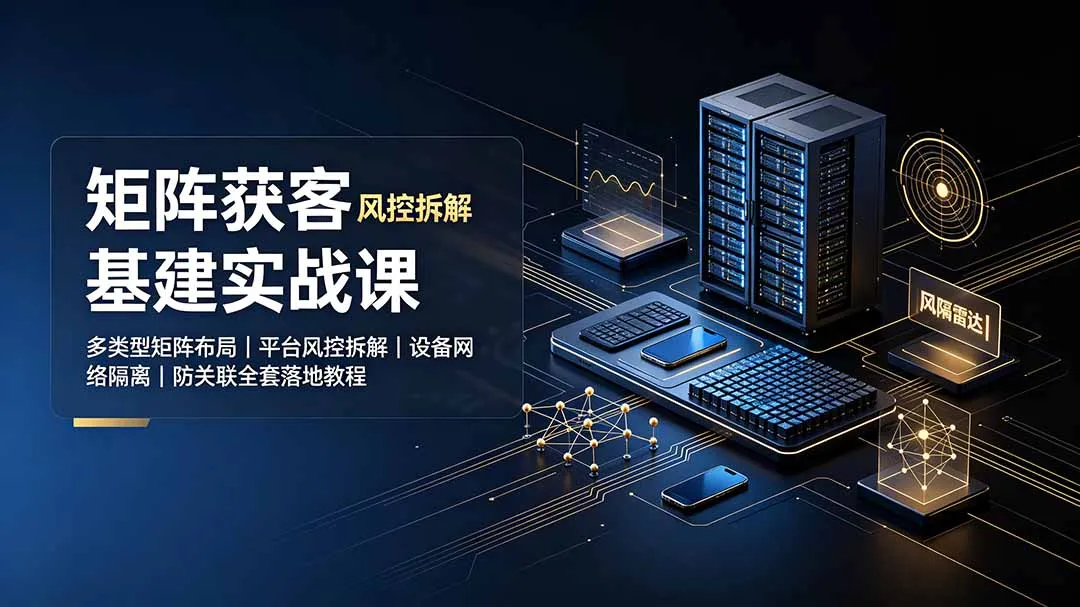 矩阵获客基建实战课：多类型矩阵布局｜平台风控拆解｜设备网络隔离｜防关联全套落地教程-来缘阁