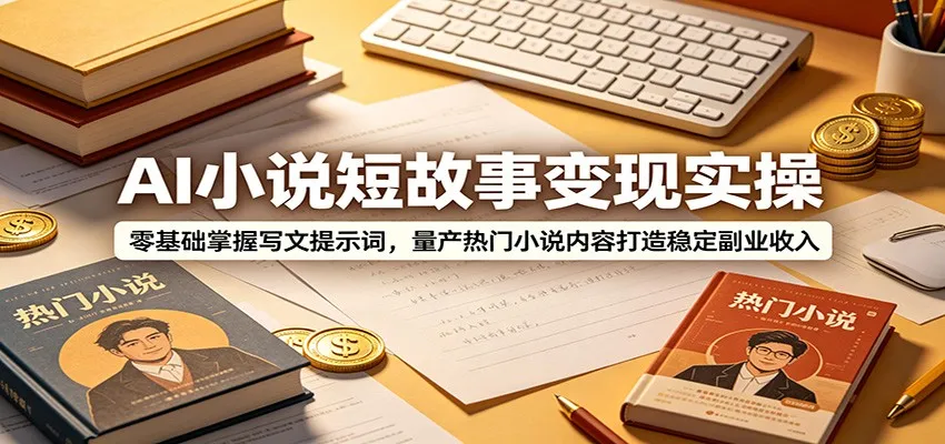 AI小说短故事变现实操：零基础掌握写文提示词，量产热门小说内容打造稳定副业收入-来缘阁