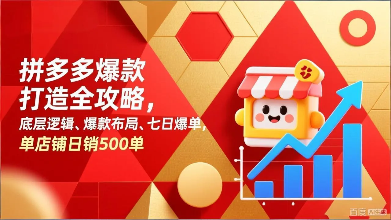 拼多多爆款打造全攻略，底层逻辑、爆款布局、七日爆单，单店铺日销500单-来缘阁