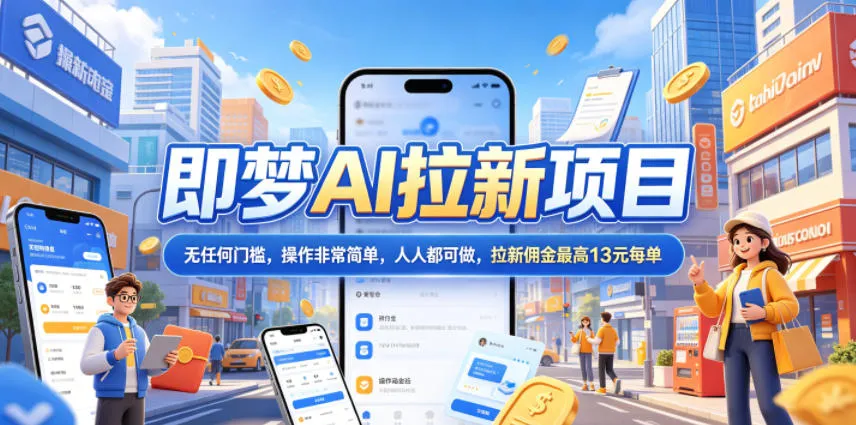 2026年即梦AI拉新项目最新玩法，无任何门槛，操作非常简单，人人都可做，拉新佣金最高13元每单-来缘阁