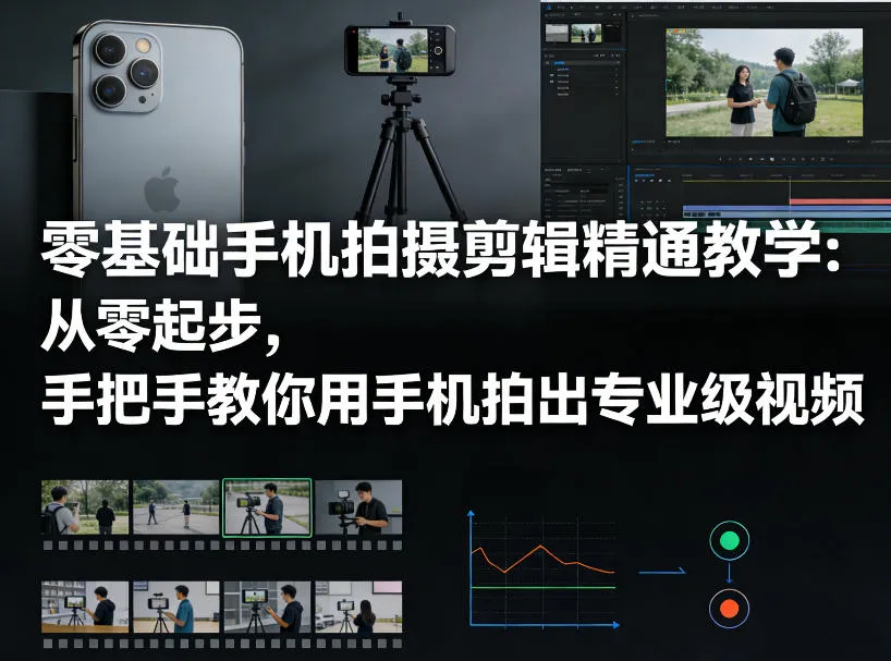 零基础手机拍摄剪辑精通教学：从零起步，手把手教你用手机拍出专业级视频-来缘阁