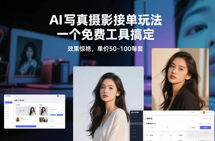 AI写真摄影接单玩法，一个免费工具搞定，效果惊艳，单价50-100每套-来缘阁