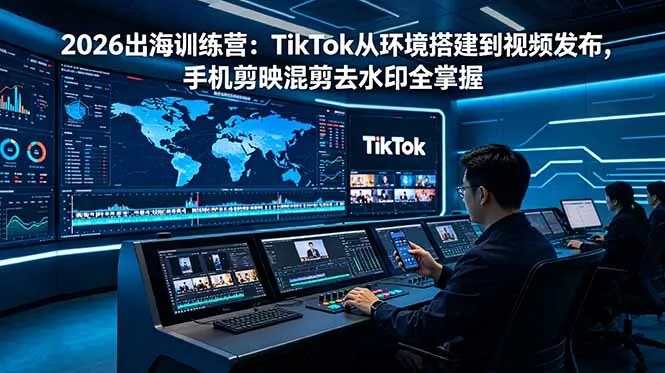2026出海训练营：TikTok从环境搭建到视频发布，手机剪映混剪去水印全掌握-来缘阁